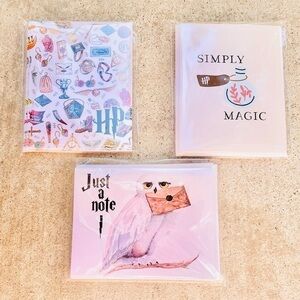 Harry Potter Cards Envelopes Stationary Printed Wand Magic Hedwig 3 Pack NWT
